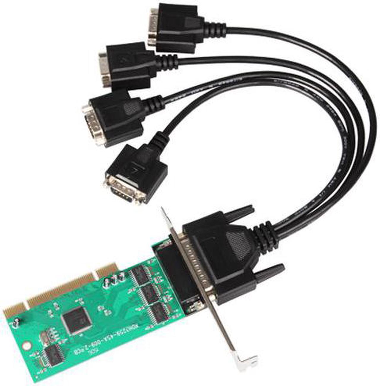 4 DB-9 Serial (RS-232) Ports PCI Controller Card with Fan-out Cable, IOC845 Chipset, Support Low Profile Bracket