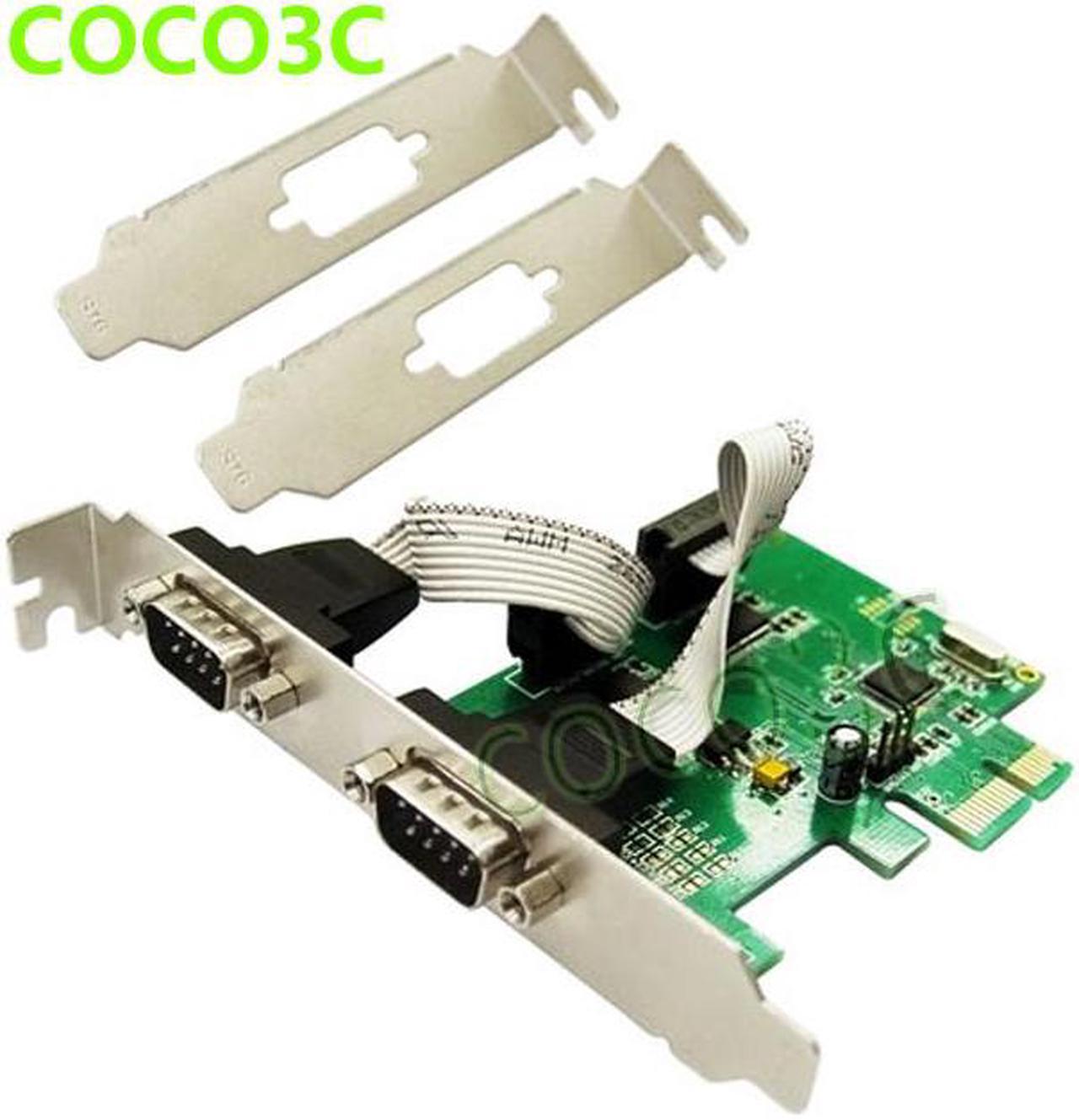 WCH382 Chipset PCI-e 2 Serial ports Controller card PCI express to RS232 com port adapter for printer, scanner, modem