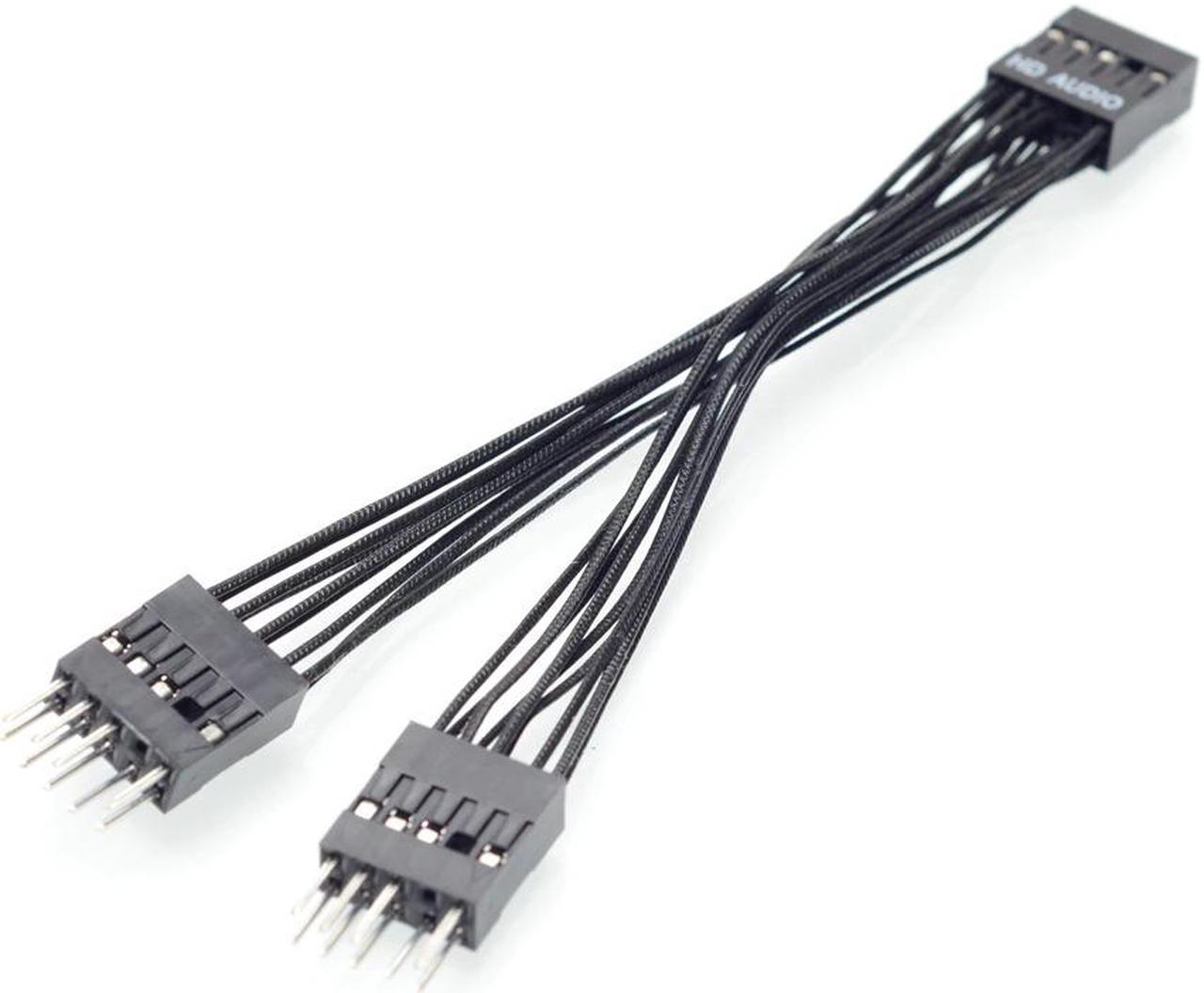 Motherboard 9Pin HD Audio 1 to 2 Port Multiplier Y Splitter Extension Cable Desktop internal Male to Female cable 10cm