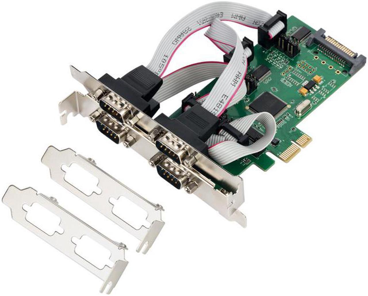 PCI-e 4 ports Serial card PCI express 4 way RS-232 DB9 COM adapter SATA external power supply PCIe low profile bracket