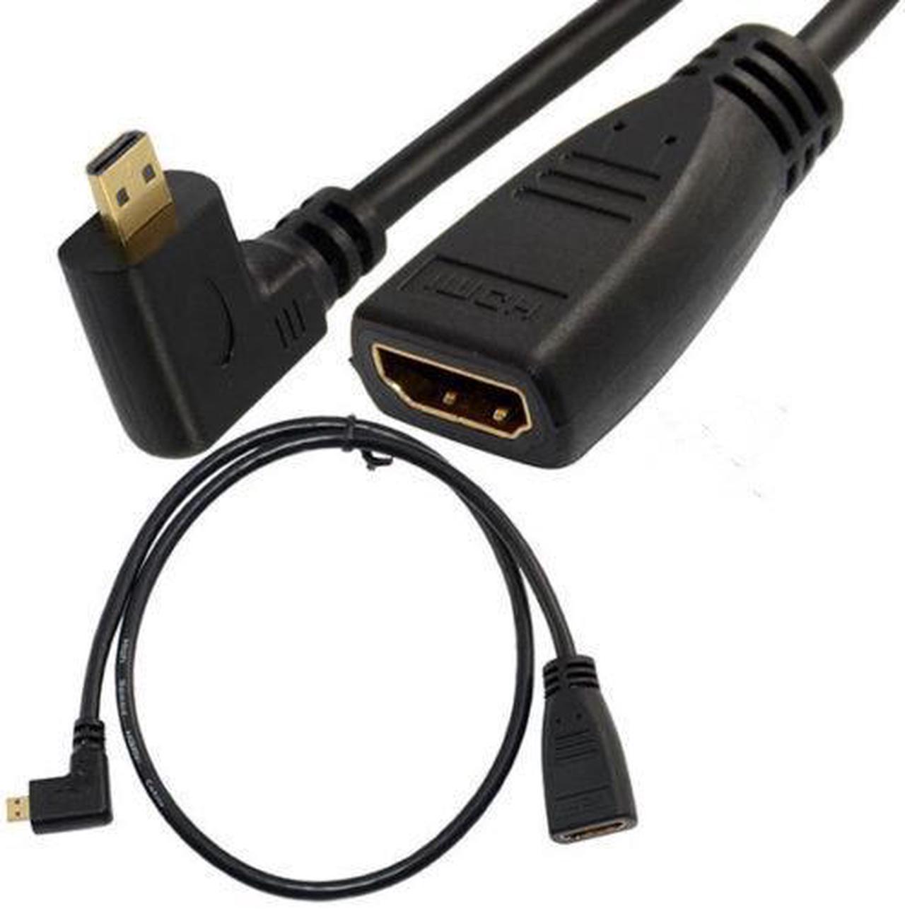 Right angle Micro HDMI Male to HDMI Female Adapter Convertor Short cable 1080P 0.15m