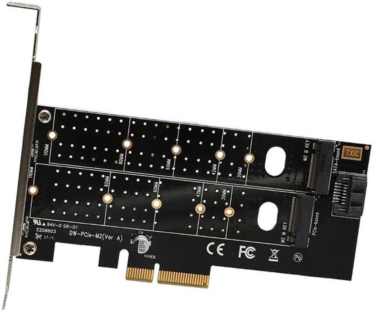 PCIe to M.2 dual NVMe SSD NGFF Riser card PCIE X4 adapter M Key B Key dual interface Expansion card