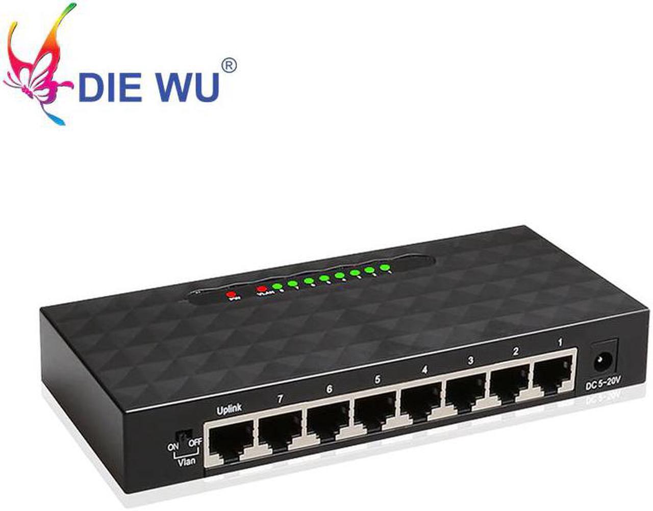 8 Ports 10/ 100 /1000 Mbps Gigabit Ethernet Network Switch High Performance VLAN Ethernet Smart Switch