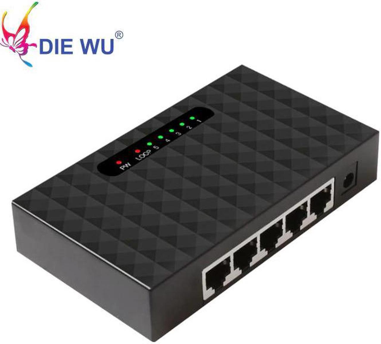 5 RJ45 ports Desktop gigabit Ethernet switch Fast Network Switch LAN Hub with Loop warning 10/100/1000Mpbs