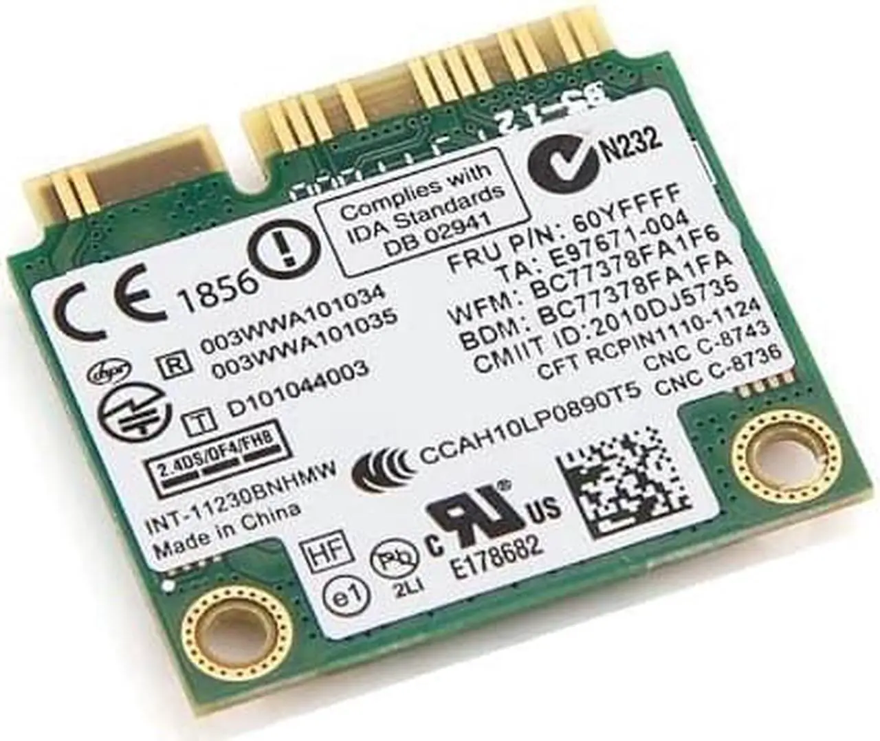Alt view image 2 of 2 - For IBM Lenovo Intel Centrino Wireless-N 1030 11230bnhmw 150Mbps Wifi Bluetooth 3.0  PCI-e Card 802.11b/g/n Wlan network card