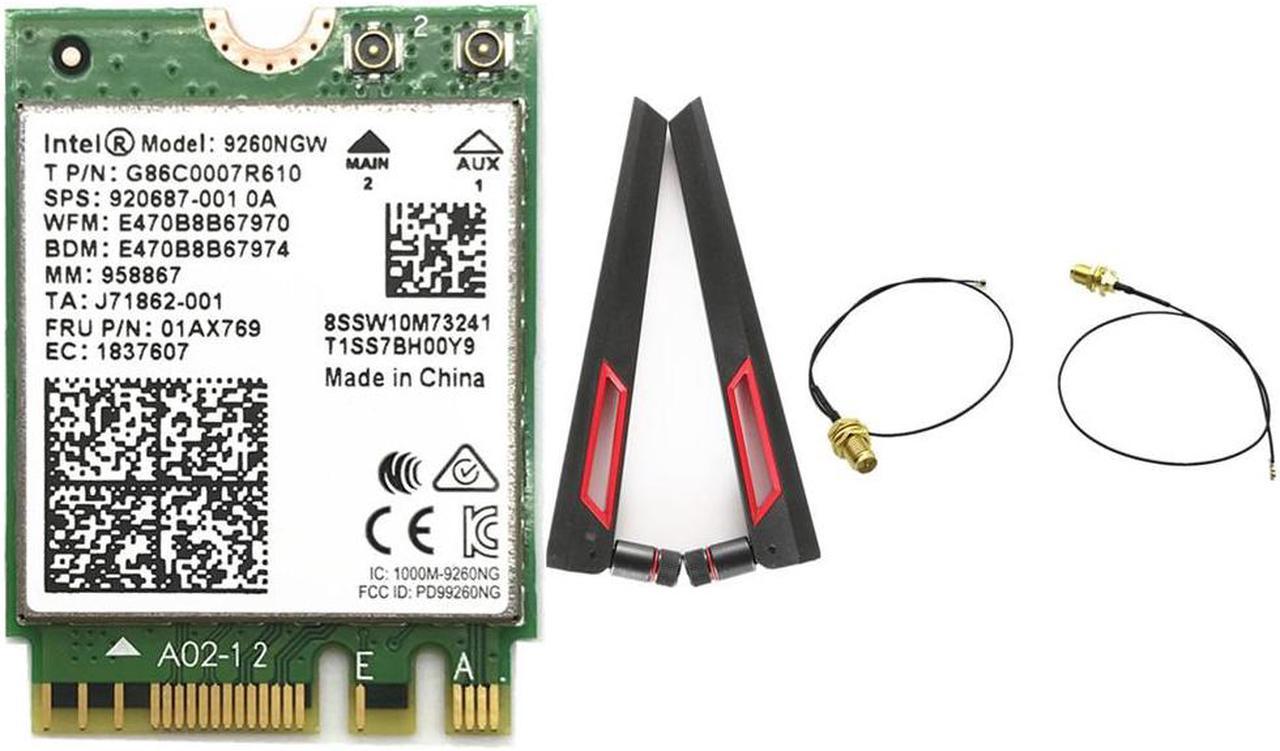 Antenna set of ASUS AC88U 8dbi M.2U.fl RP-SMA Cables +  Intel 9260 9260NGW 802.11ac 1730Mbps WiFi Bluetooth 5.0 Card