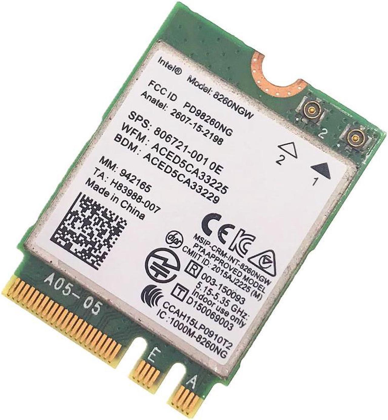 Dual Band Wireless-AC Intel 8260 (8260NGW) NGFF Wwifi Card 867Mbps 2.4/5GHz 802.11a/b/g/n/ac Bluetooth 4.2