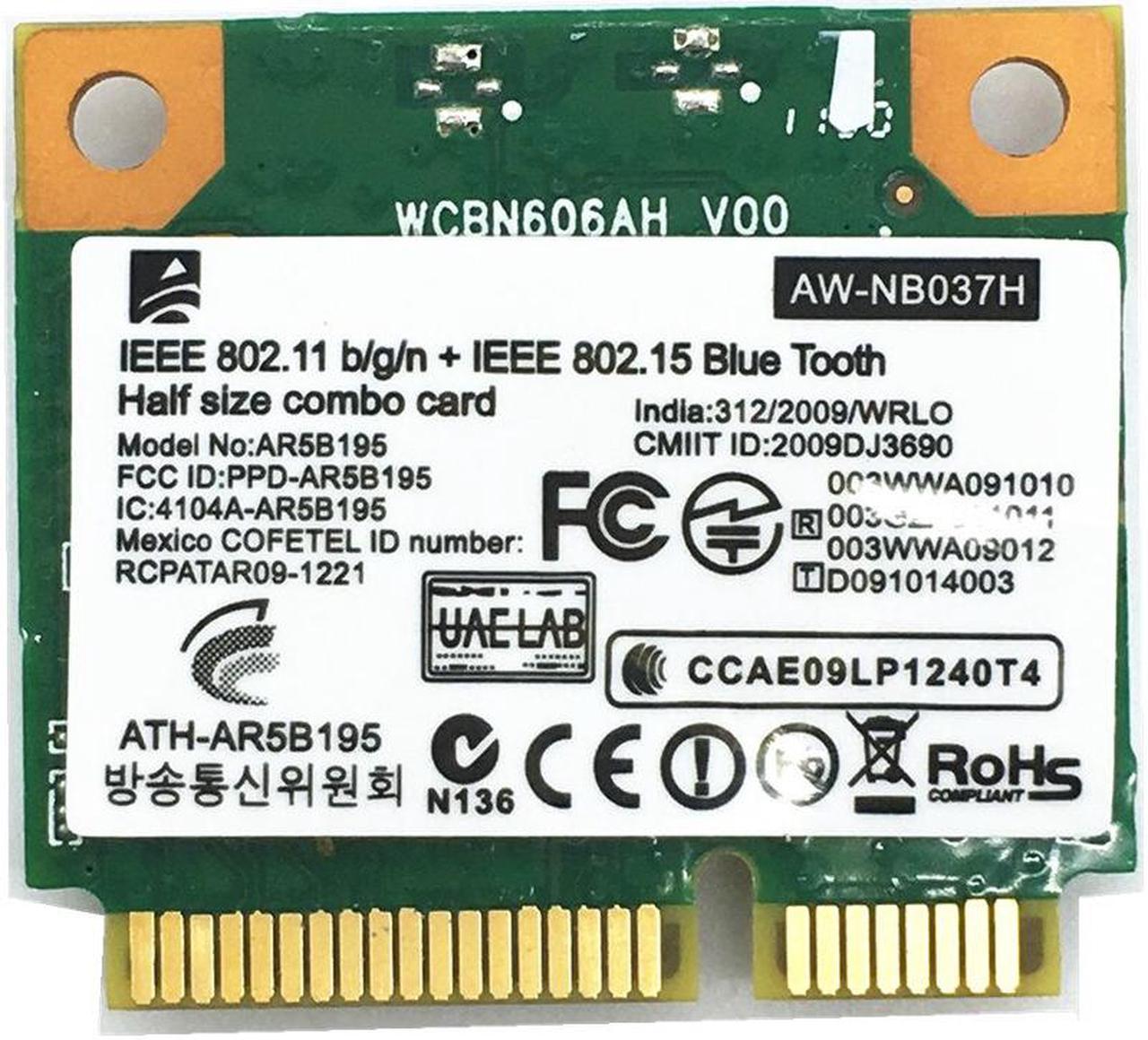 Atheros AR5B195 AW-NB037H MINI PCI-E  Wifi 150Mbps + Buletooth 3.0 Card