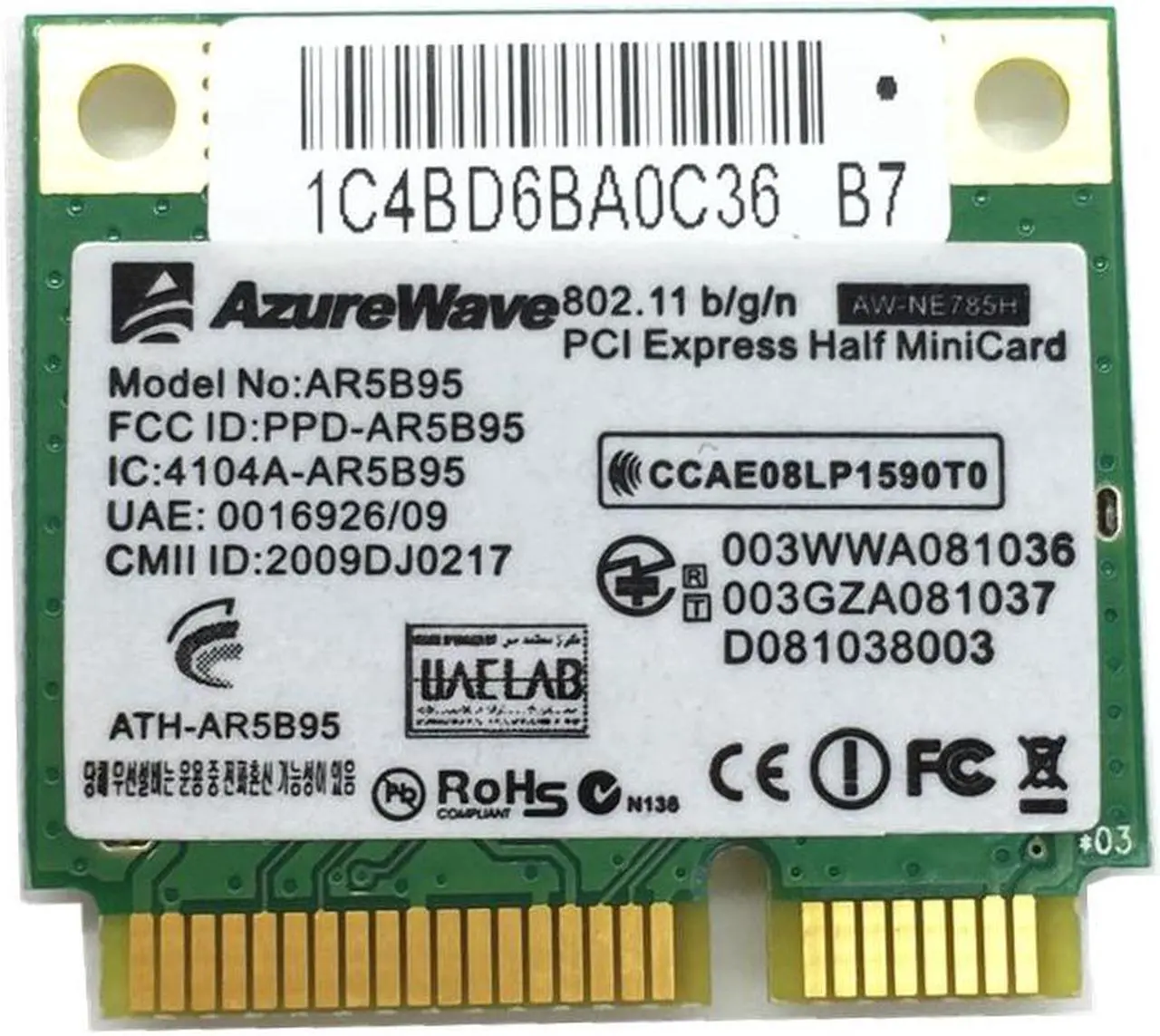Main image of Brand Wireless wifi Half Mini PCI-E Card AR5B95 AR9285 BGN PCI-E 802.11b/g/n WIFI Network Express Card