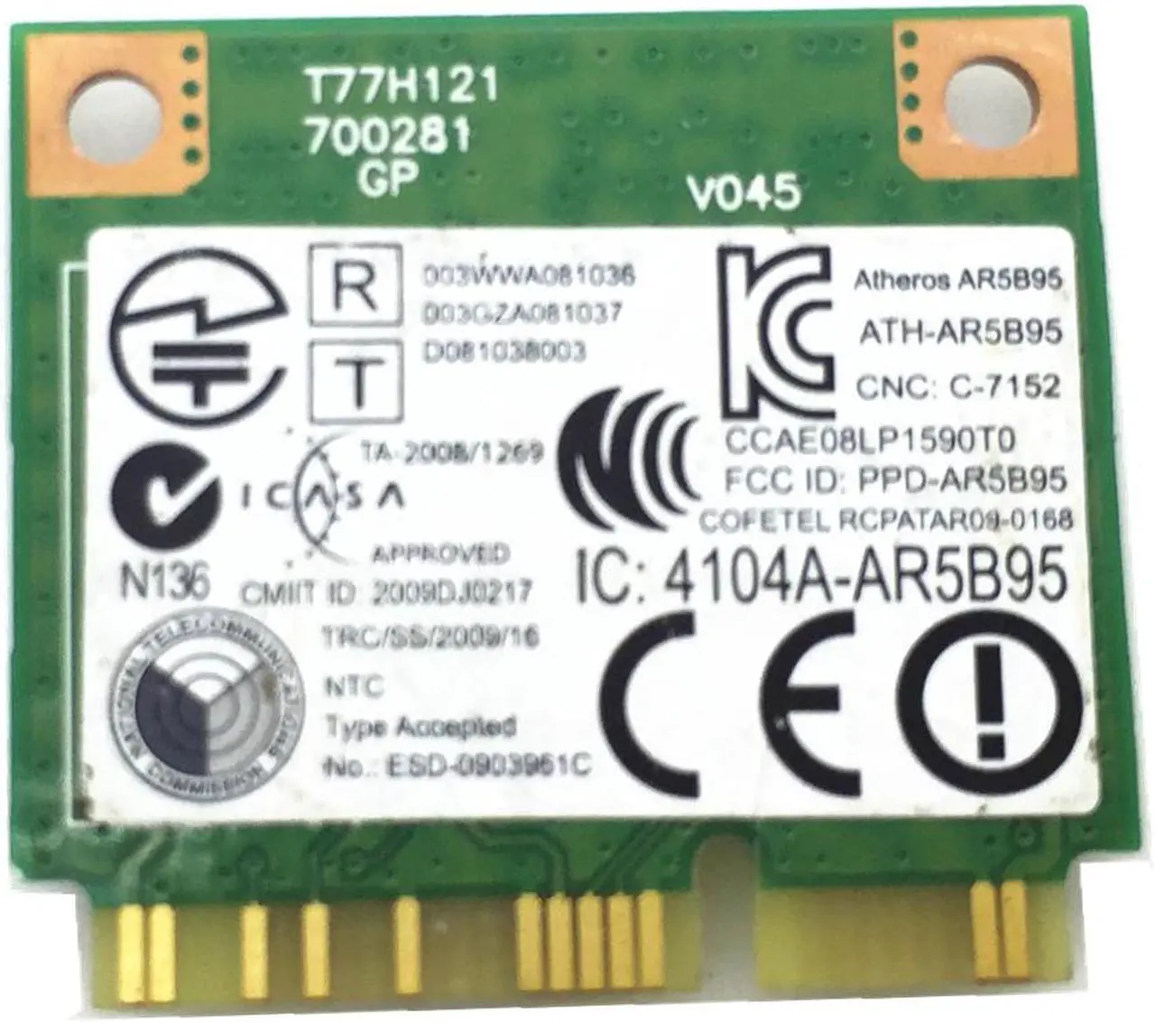 Alt view image 2 of 4 - For N5040 Wireless Wifi Card DW1502 Atheros AR9285 AR5B95 Mini PCI-e Half Size Card