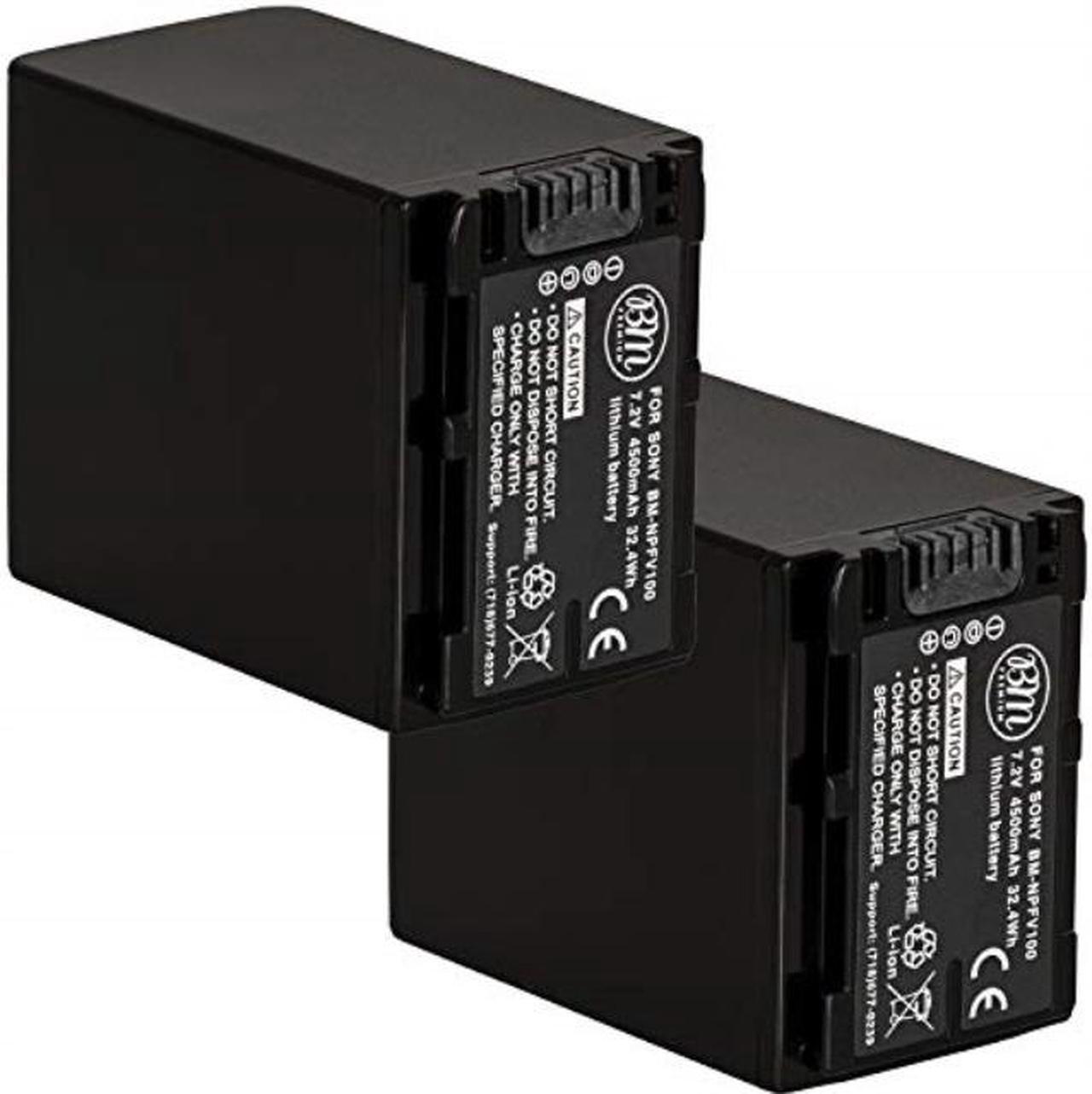 BM 2-Pack of NP-FV100 Batteries for Sony FDR-AX53 HDR-CX455 HDR-CX675 PJ260V HDR-PJ380 HDR-PJ430V HDR-PJ580V HDR-PJ650V HDR-PJ670 HDR-PJ710V HDR-PJ760V HDR-PV790V XR260V FDR-AX33 FDR-AX100 Camcorder