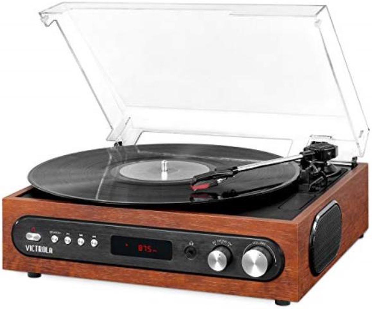 Alt view image 2 of 2 - victrola allin1 bluetooth record player with built in speakers and 3speed turntable mahogany vta65mah
