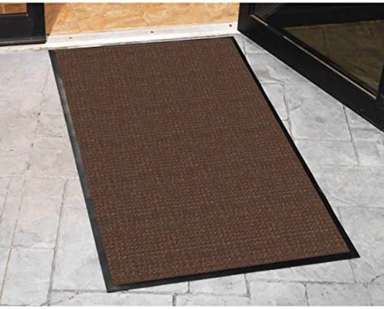 Alt view image 8 of 12 - Genuine Joe Indoor/Outdoor Mat Waterguard Rubber Back 4'x6' Brown 58843
