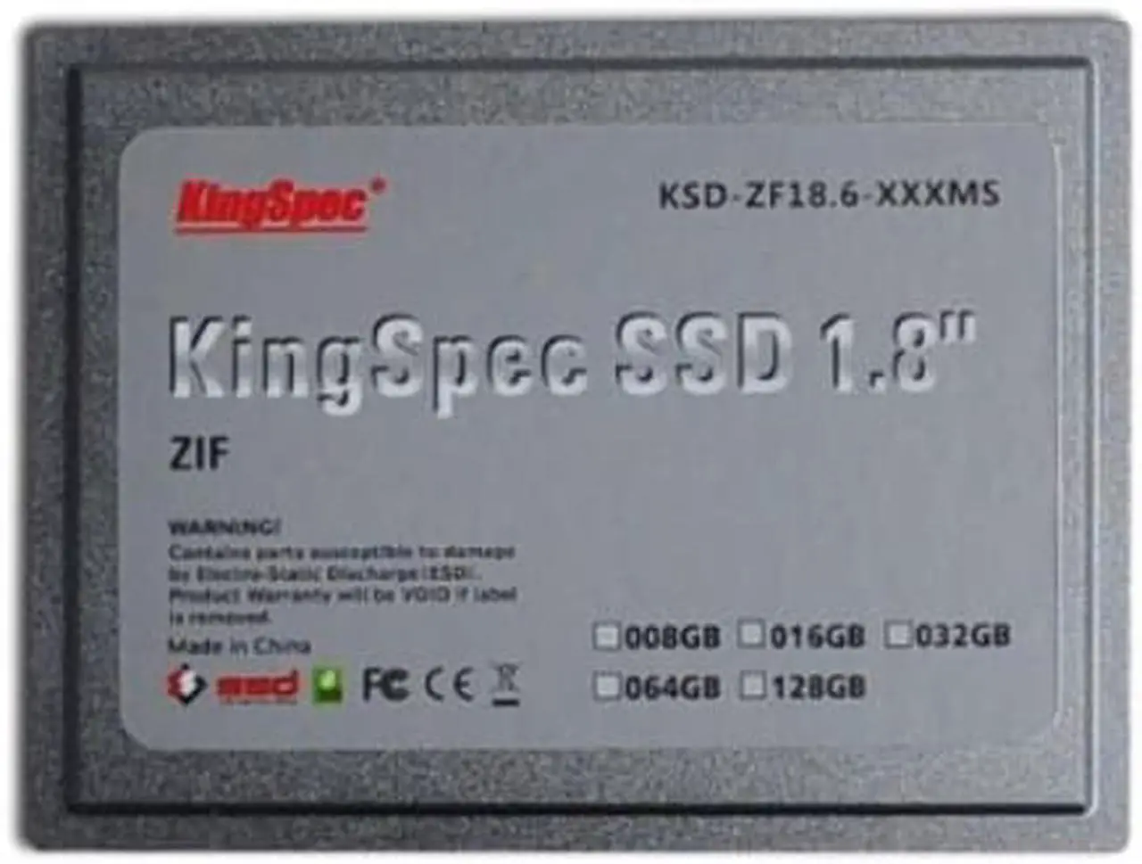 Alt view image 6 of 6 - KingSpec 128GB 1.8" ZIF MLC 40-Pin SSD Solid State Disk SMI Controller Model KSD-ZF18.6-128MS