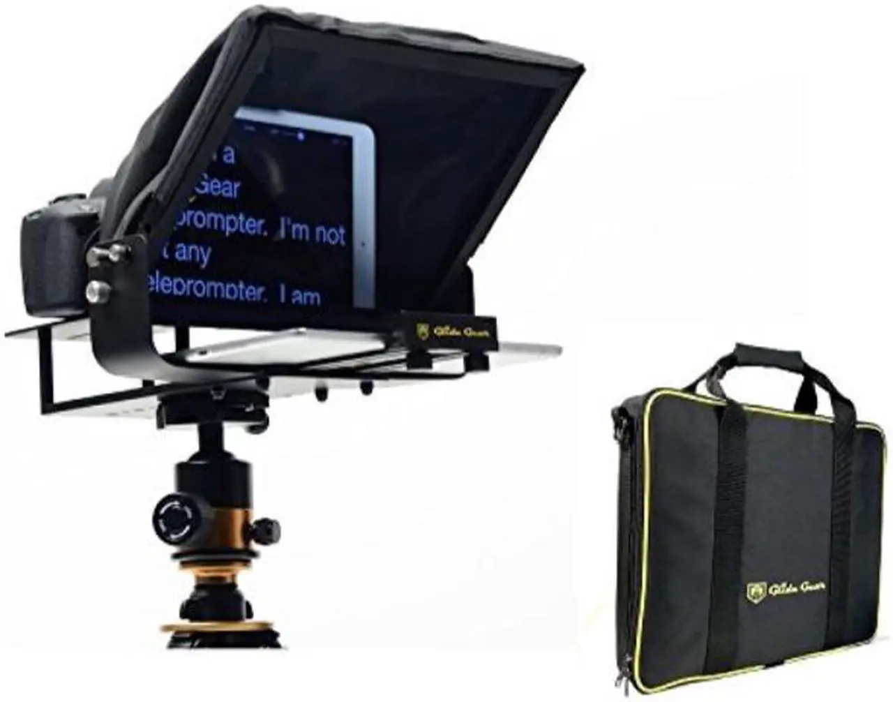 Alt view image 9 of 10 - Glide Gear TMP100 Adjustable iPad/ Tablet/ Smartphone Teleprompter Beam Splitter 70/30 Glass w/ Carry Case No Plastic All Metal / No Assembly Required