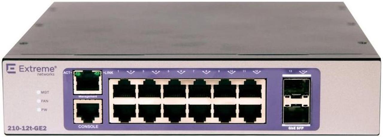 Alt view image 9 of 13 - Extreme Networks - 16566 - Extreme Networks 210-12t-GE2 Ethernet Switch - 12 Ports - Manageable - 3 Layer Supported -