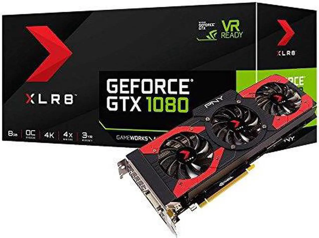 Alt view image 6 of 6 - PNY NVIDIA GeForce GTX 1080 8GB XLR8 Gaming Overclocked Graphics Card (VCGGTX10808XGPB-OC)