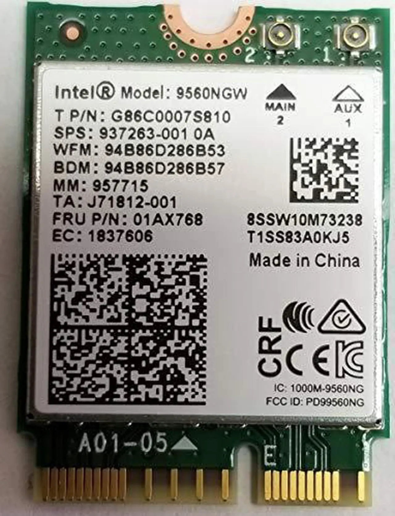 Alt view image 4 of 6 - Intel Wireless 9560NGWG AC 9560 Single Pack