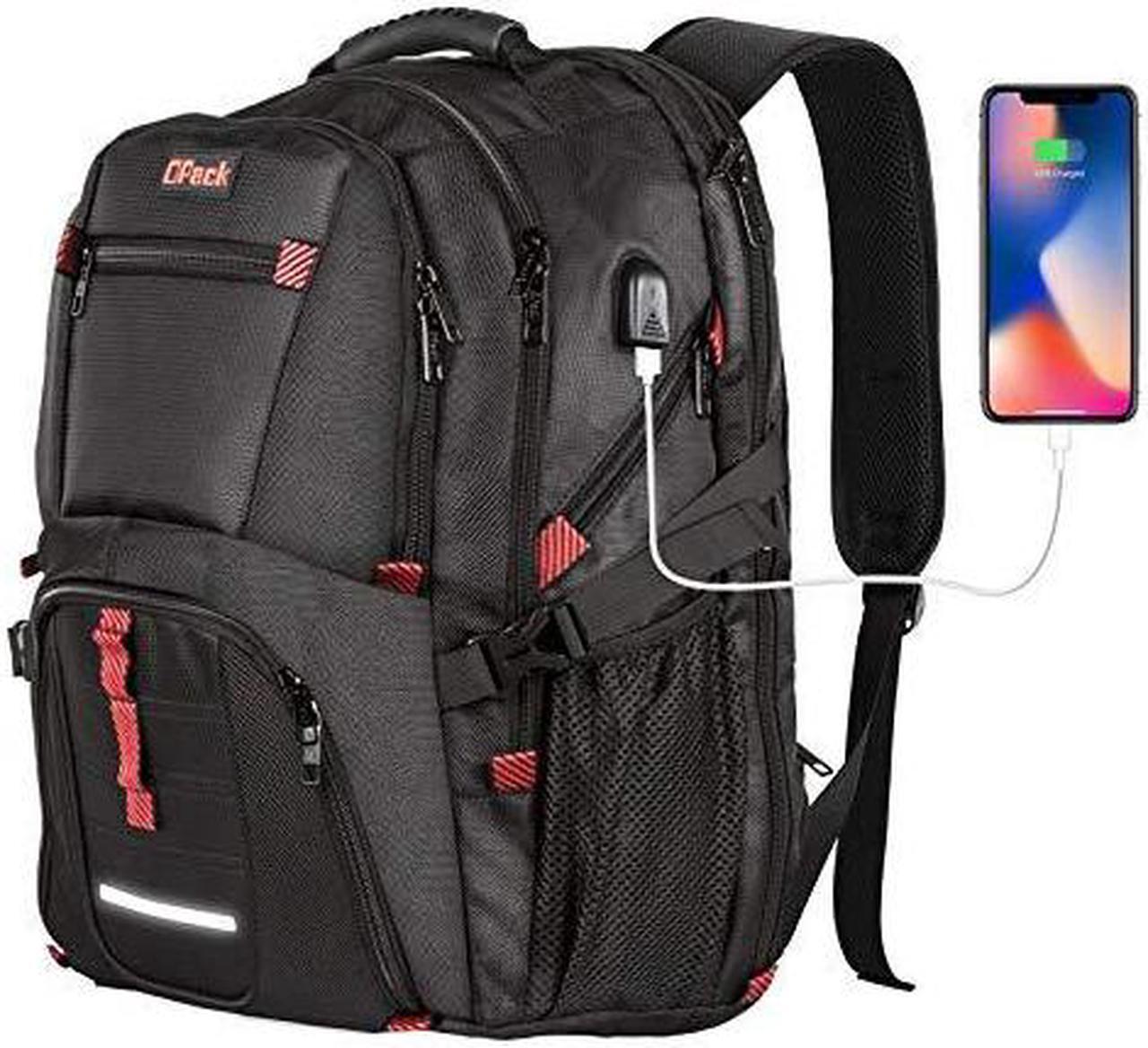 Alt view image 2 of 4 - travel laptop backpack,tsa friendly approved 17 inch large business travel computer backpack with usb charging cable & headphone hole,rfid protection, durable water resistant big college school bag