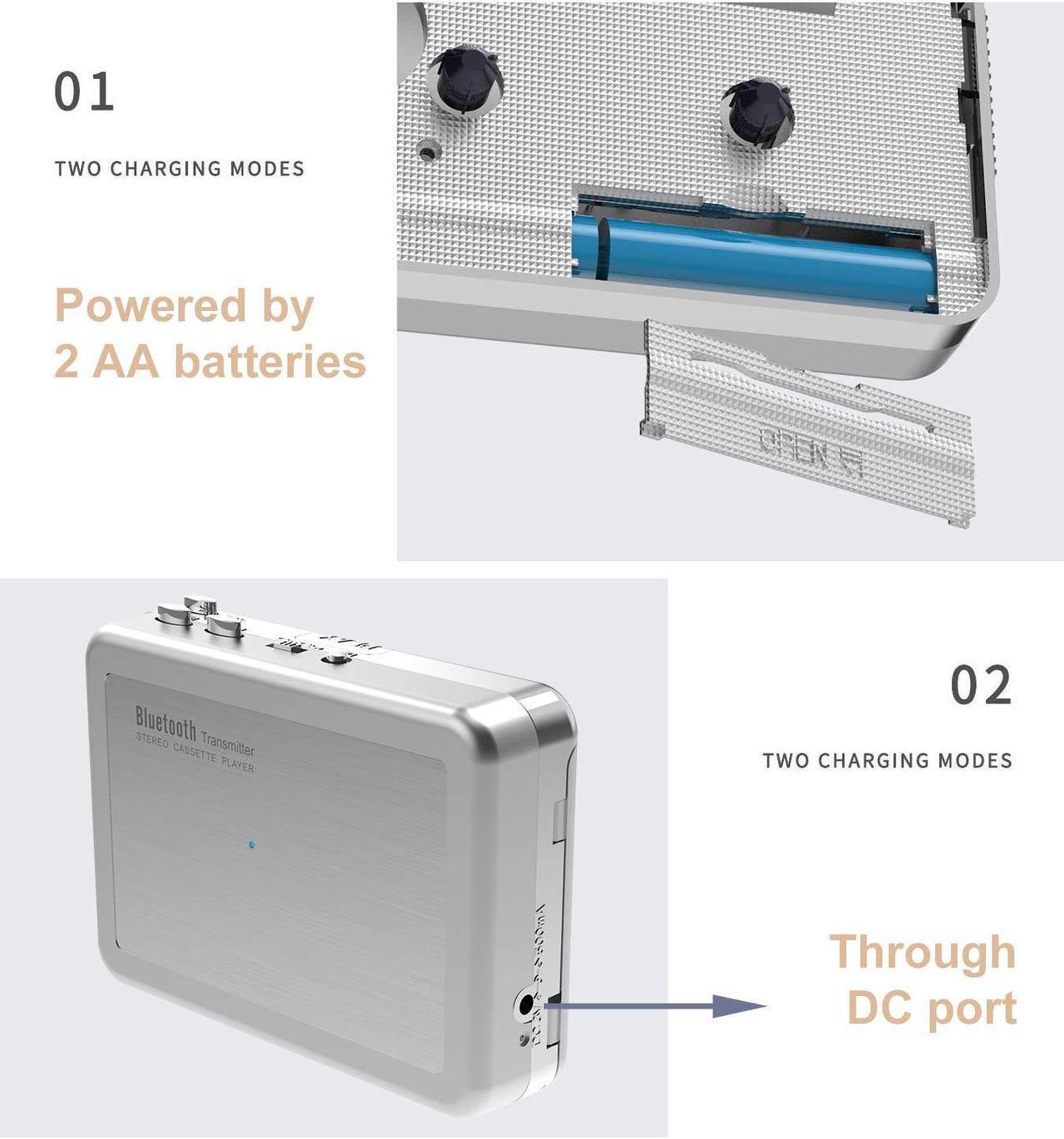 Alt view image 4 of 7 - DIGITNOW! Bluetooth Walkman Cassette Player Bluetooth Transfer Personal Cassette, 3.5mm Headphone Jack and Earphones Included