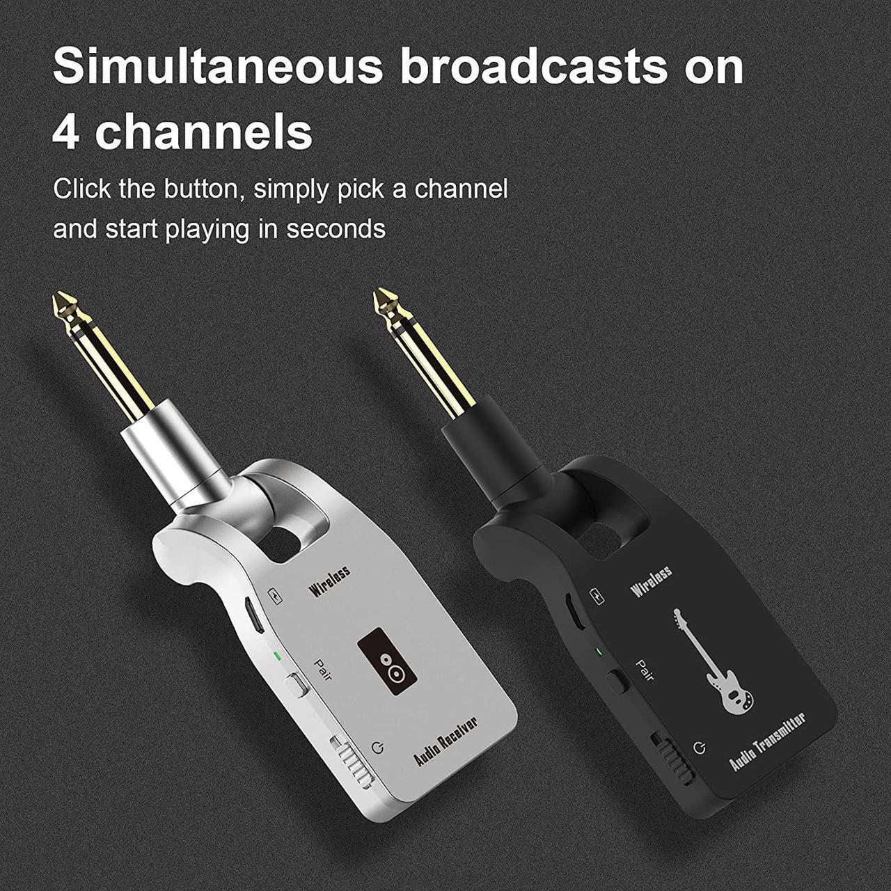 Alt view image 3 of 7 - Wireless Guitar System, Rechargeable Guitar Transmitter Receiver Set for Electric Guitar Bass