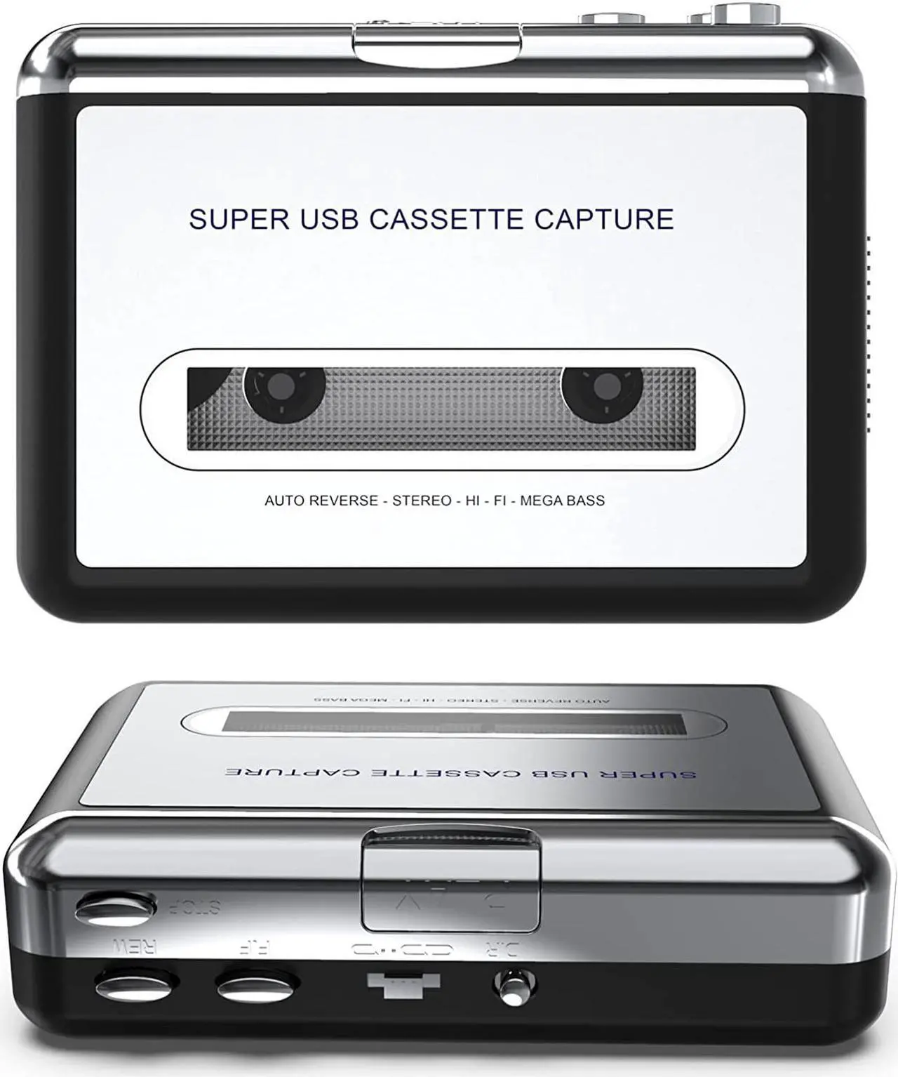 Alt view image 5 of 7 - Cassette Player-Cassette Tape to MP3 CD Converter- Powered by Battery or USB,Convert Walkman Tape Cassette to MP3, Compatible with Laptop and PC, USB Cable,Software CD,3.5mm Jack Earphone