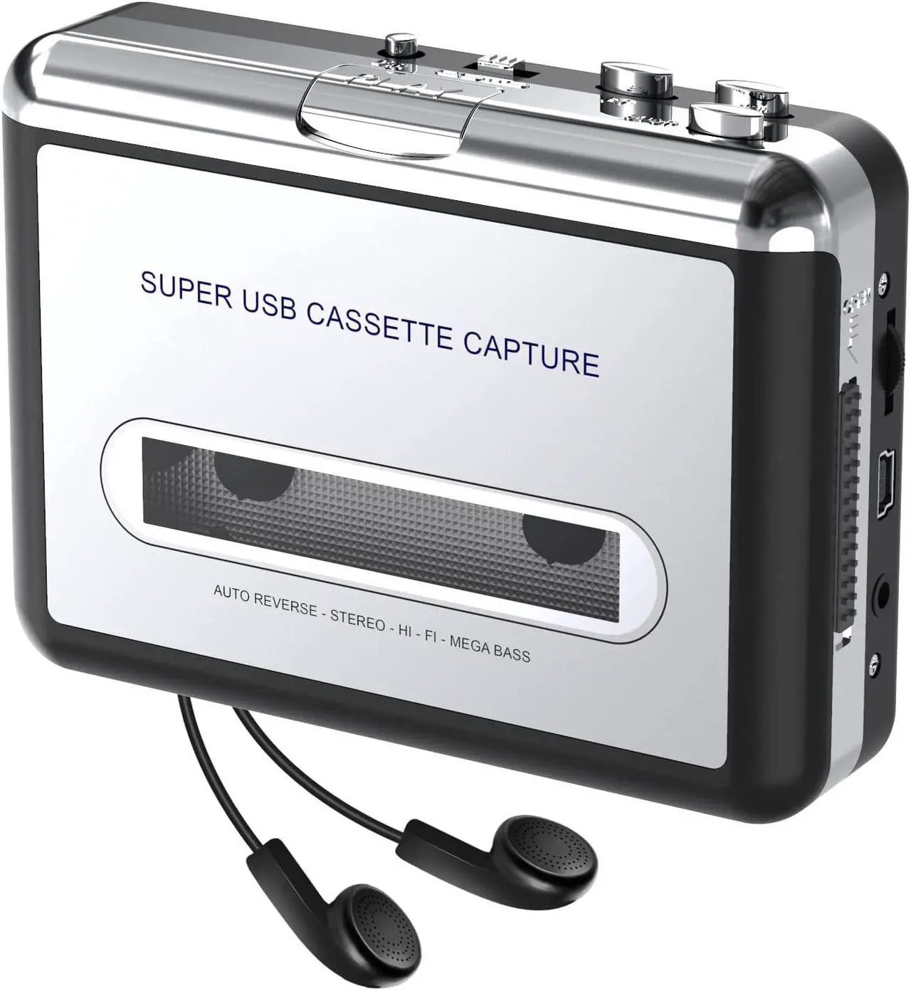 Main image of Cassette Player-Cassette Tape to MP3 CD Converter- Powered by Battery or USB,Convert Walkman Tape Cassette to MP3, Compatible with Laptop and PC, USB Cable,Software CD,3.5mm Jack Earphone