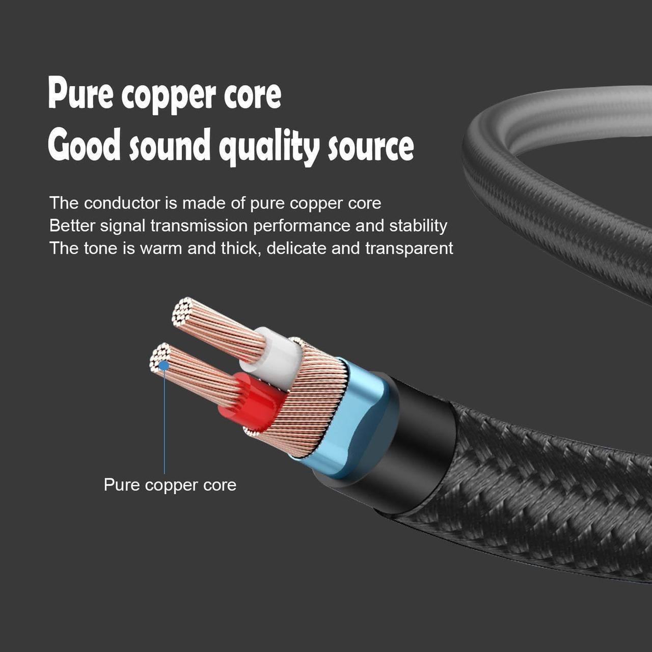 Alt view image 5 of 6 - 6.35mm 1/4" to 3.5mm 1/8" Male TRS Stereo Audio Cable with Alloy Housing and Nylon Braid for Smartphone, PC, Home Theater, Amplifier and Mixing Console, 6.6ft