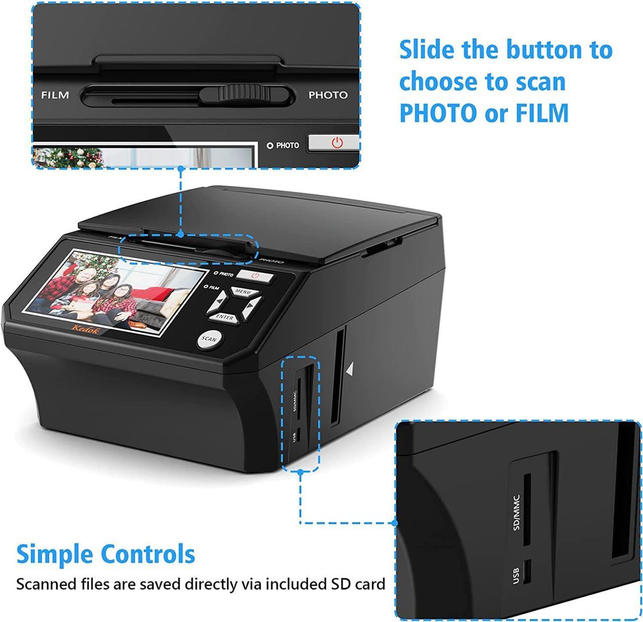 Alt view image 5 of 6 - Photo, NameCard, Slide & Negative Scanner with Large 5" LCD Screen,Film and Slide Digitizer-Convert 35mm,110 Film/Photo(3R,4R,5R)/NameCard to 22MP Digital JPEG-8GB SD Card Included