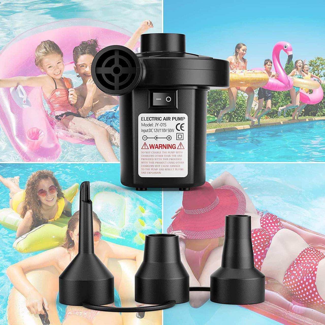 Alt view image 7 of 7 - Electric Air Pump for Inflatables,Portable Quick-Fill Air Pump with 3 Nozzles,110V AC/12V DC,Inflator & Deflator Pumps for Outdoor Camping,Air Mattress Beds,Boats,Inflatable Cushion,Couch,Pool Floats