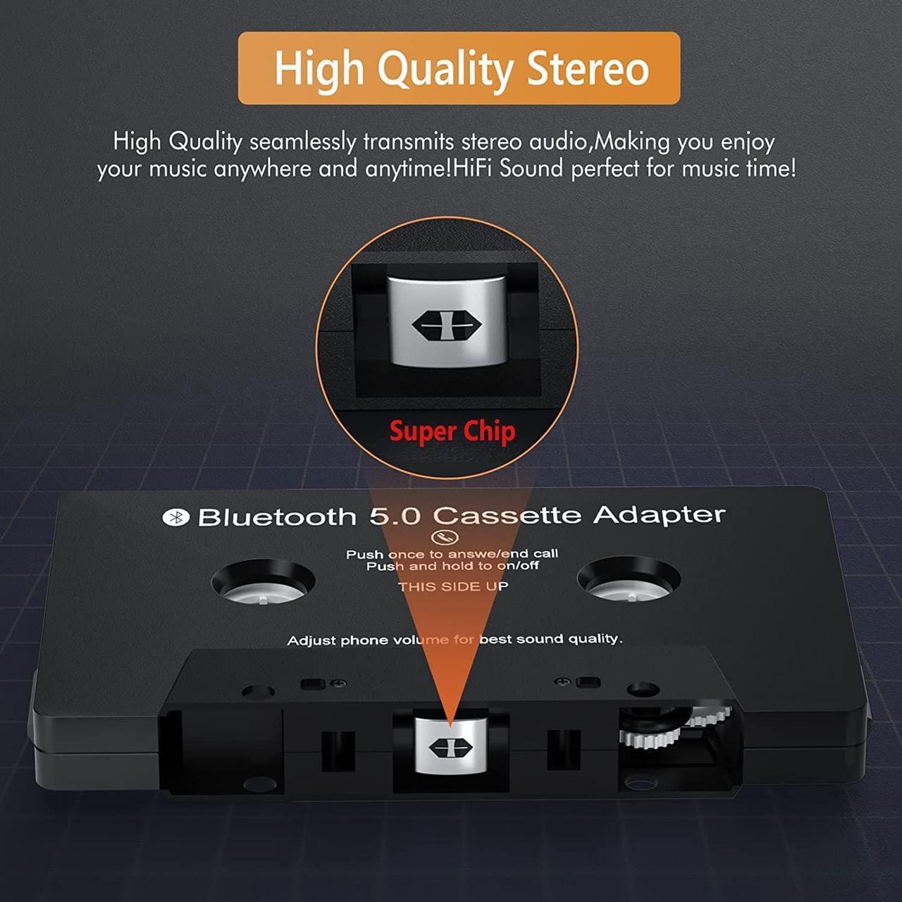 Alt view image 3 of 7 - Audio Cassette Aux Adapter, Bluetooth 5.0 Cassette Receiver, Cassette Tape to Aux Adapter, Tape Audio Adapter, Tape Desk Player for Listening Mobile Phone Music and Car Voice, Hands Free