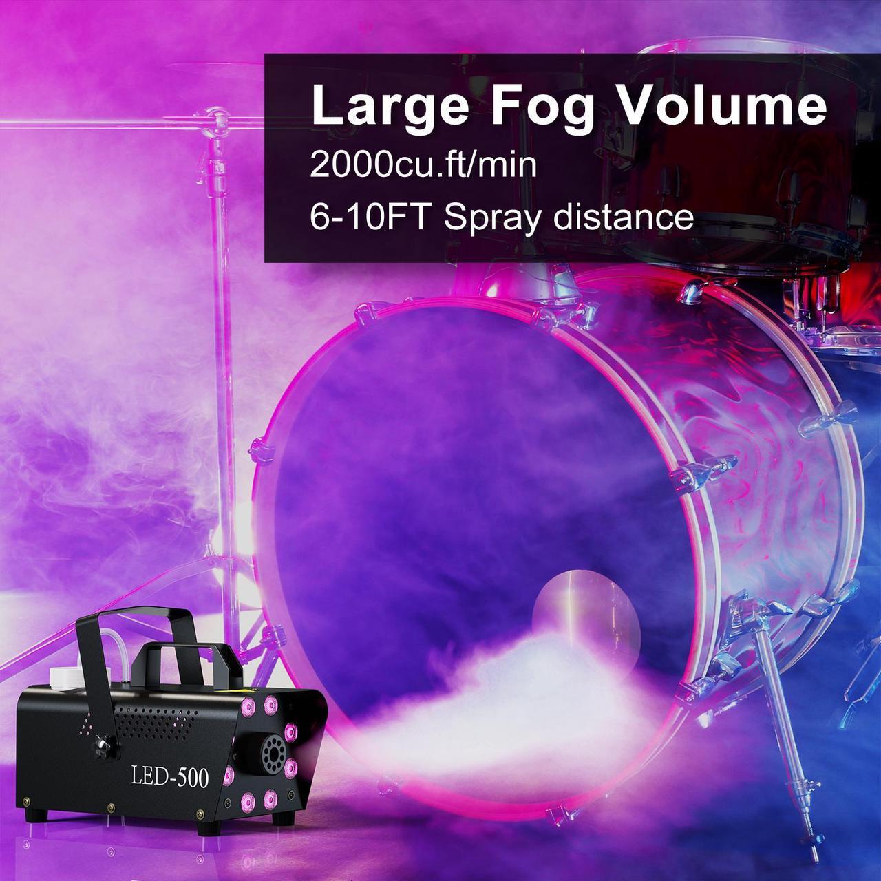 Alt view image 4 of 7 - Smoke Machine, Fog Machine Halloween Outdoor- 8 Stage LED Lights with 13 Colors & Strobe Effect, Automatic Smoke Machine for Party Wedding Holiday, 500W with Receiver and Wireless Remote Controls
