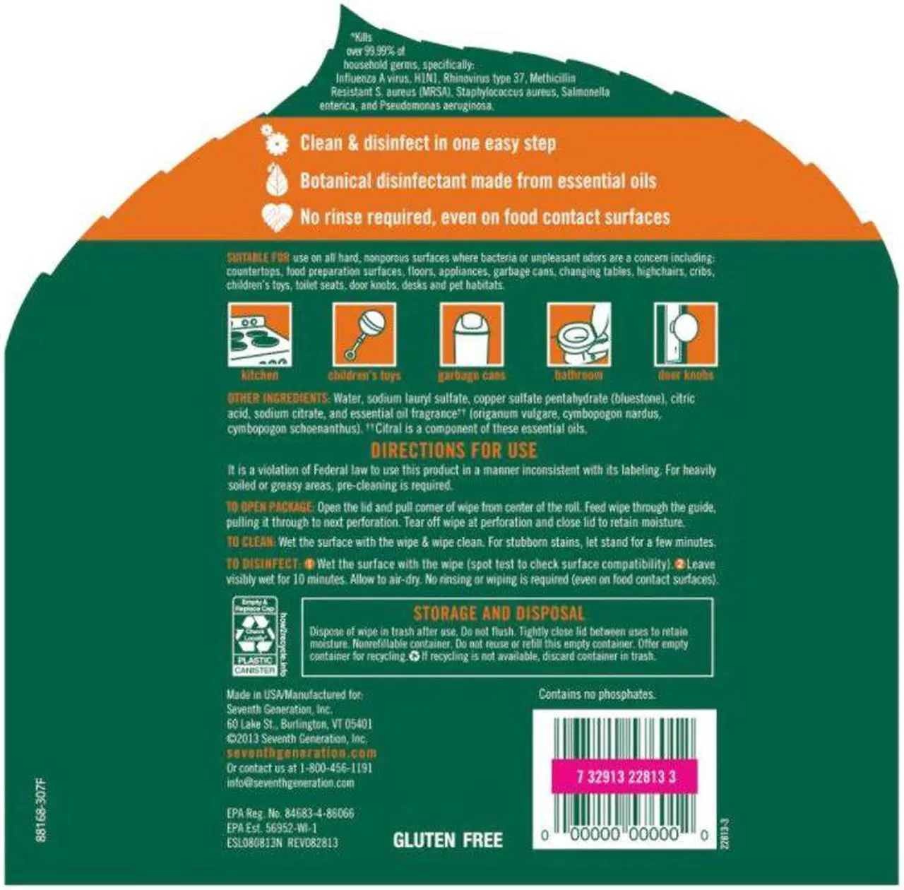 Alt view image 7 of 20 - SEVENTH GENERATION Botanical Disinfecting Wipes 8 x 7 70 Wipes 22813