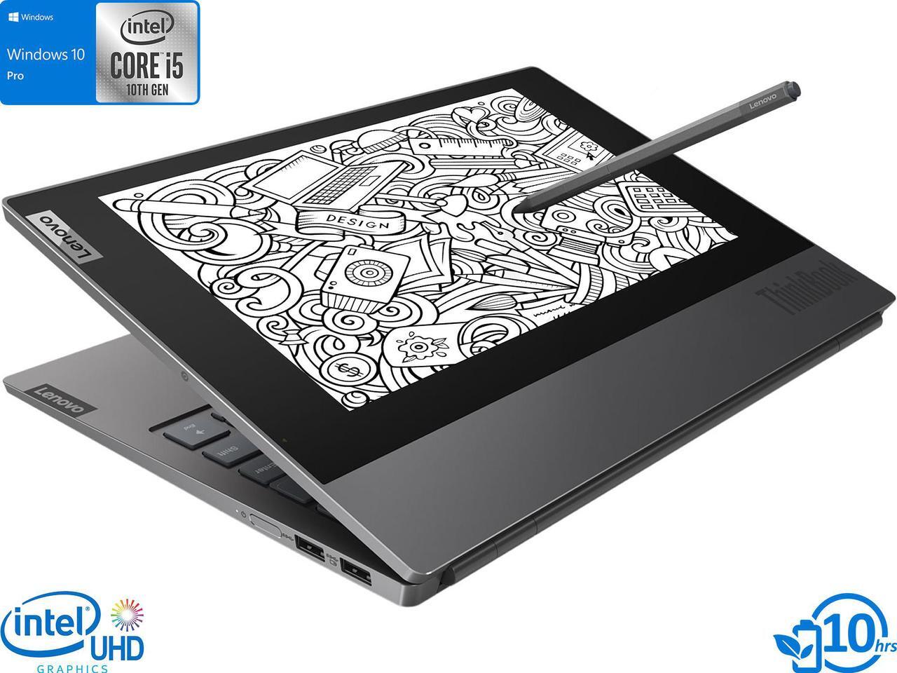 Main image of Lenovo ThinkBook Plus IML Laptop, 13.3" IPS FHD+10.8" E-Ink Touch Display, Intel Core i5-10210U Upto 4.2GHz, 16GB RAM, 256GB NVMe SSD, HDMI, DisplayPort via USB-C, Wi-Fi, Bluetooth, Windows 10 Pro