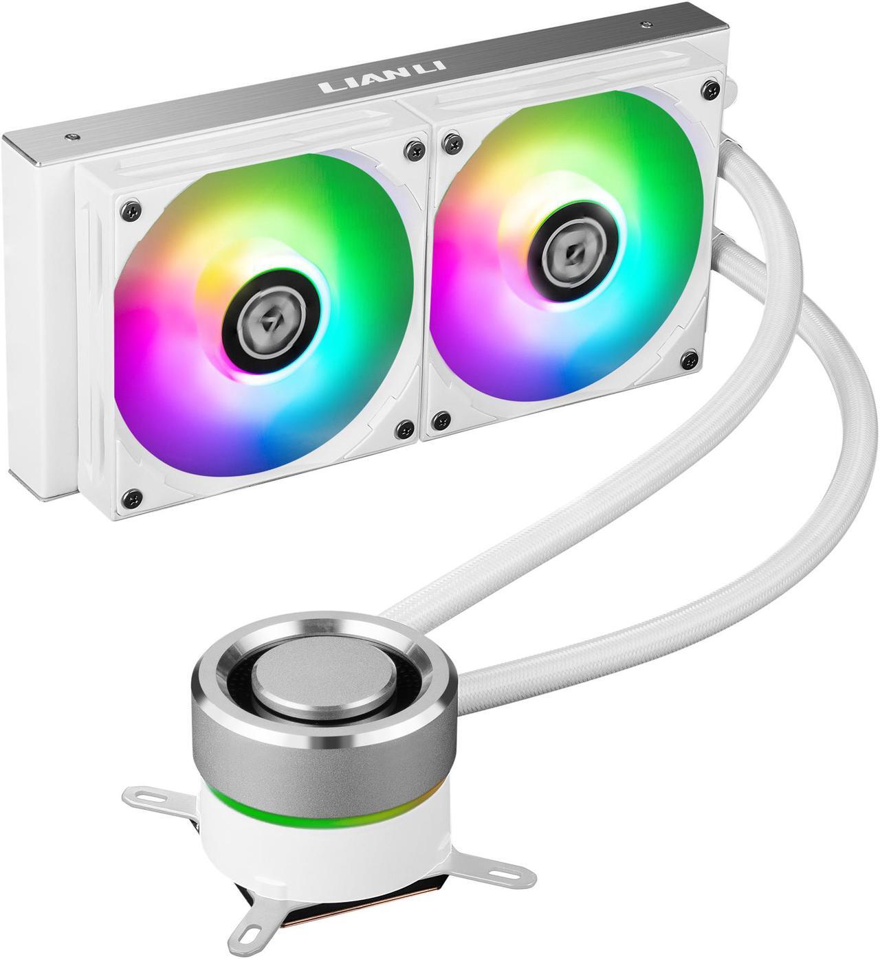 Alt view image 4 of 7 - LIAN LI GALAHAD AIO 240 RGB WHITE, Dual 120mm Addressable RGB Fans AIO CPU Liquid Cooler