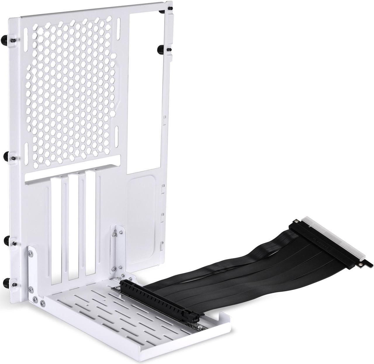 Main image of LIAN LI O11DMINI-1W-4  Premium PCI-E 16 X 4.0 Black Extender Riser Cable 200mm and  White Covert Bracket for O11DMINI-W /O11AIR MINI -W
