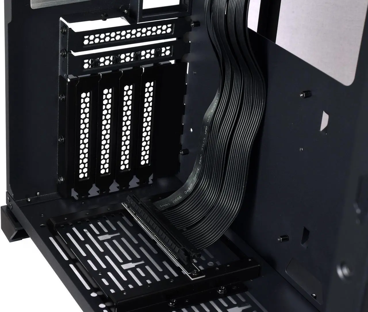 Main image of LIAN LI O11D-1X-4 Premium PCI-E 4.0 Black Extender Riser Cable 200mm and Cover Bracket for PC-O11D and PC-O11AIR