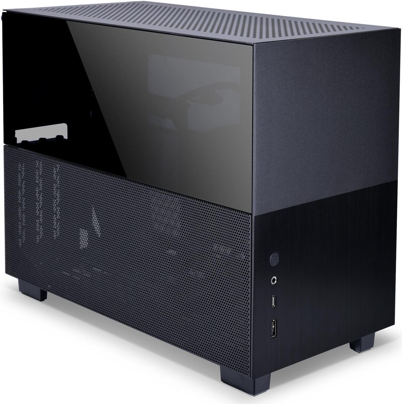 LIAN LI Q58 Black Color  SPCC / Aluminum / Tempered Glass  Mini Tower Computer Case , PCI3.0 Riser Card Cable Included ---Q58X3