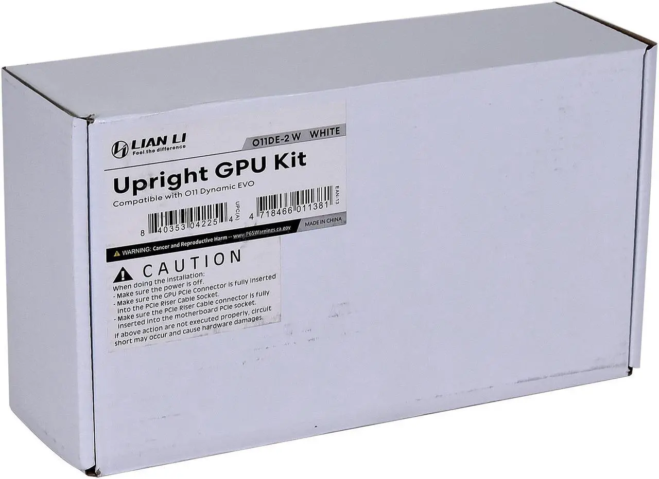 Alt view image 5 of 8 - Lian-Li O11DE-2W Upright GPU Kit  for O11 Dynamic EVO White PCI-E 4.0 Riser Cable Included ---O11DE-2W