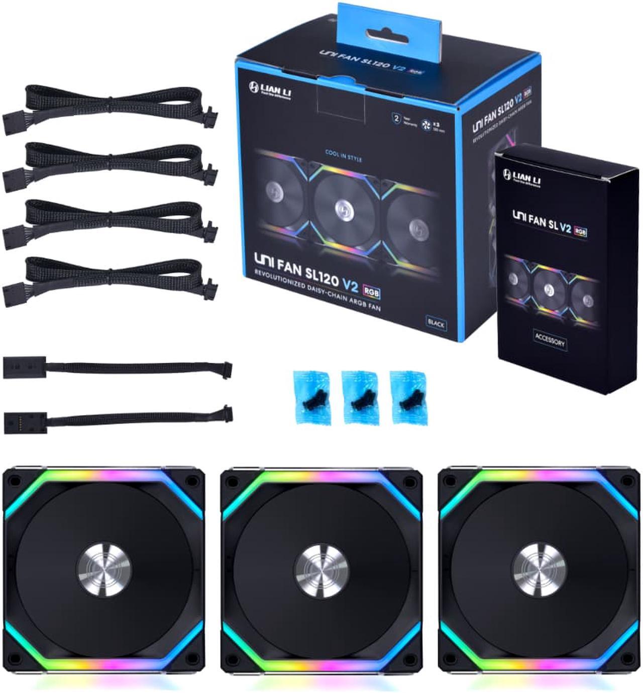 Alt view image 8 of 15 - Lian Li UNI Fan SL120 V2 RGB Black 3x 12cm Fan Pack with Controller - UF-SL120V2-3B