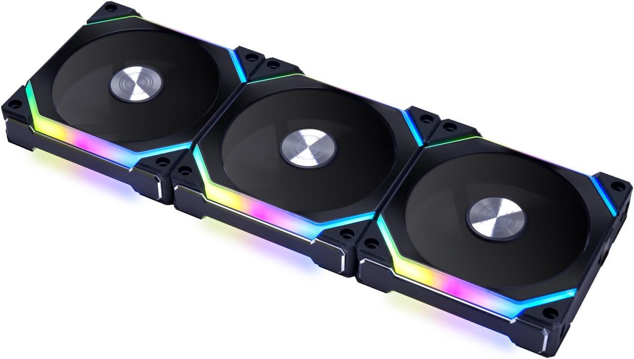 Main image of Lian Li UNI Fan SL120 V2 RGB Black 3x 12cm Fan Pack with Controller - UF-SL120V2-3B