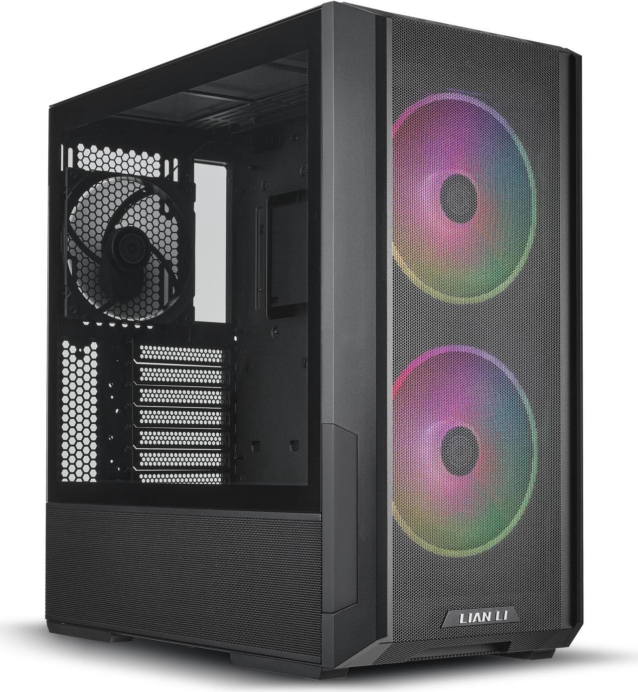 LIAN LI LANCOOL 216RX Black Steel / Tempered Glass ATX Mid Tower Computer Case ,2x 16 cm ARGB Fans Included ----LANCOOL 216RX