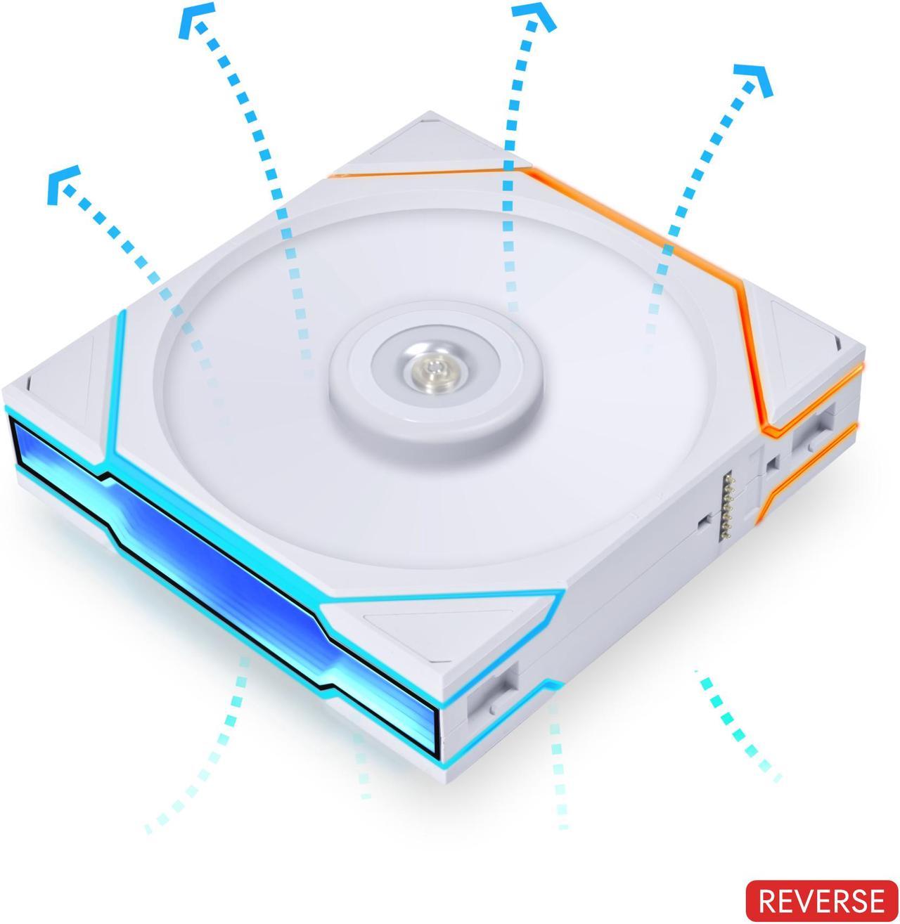 Lian Li UNI FAN RTL120 RGB Single Pack White  ,Reverse Blade (No controller included)- 12RTL1W