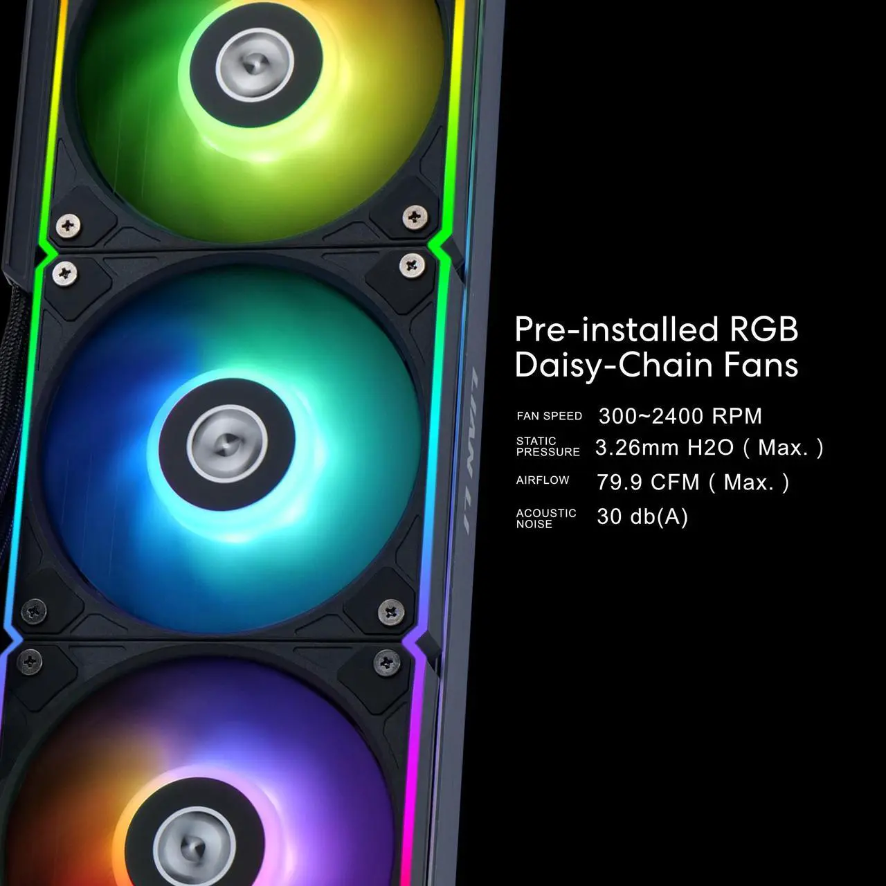 Alt view image 6 of 8 - Lian Li Hydroshift 360 AIO - Pre-installed 3 x ARGB fans - Side-Mounted Coolant Pathway - 2.88” LCD Screen - 480 × 480 Resolution - Captured Screenshots or Recorded Videos Shift AIO - Black (HSLCD36RB)