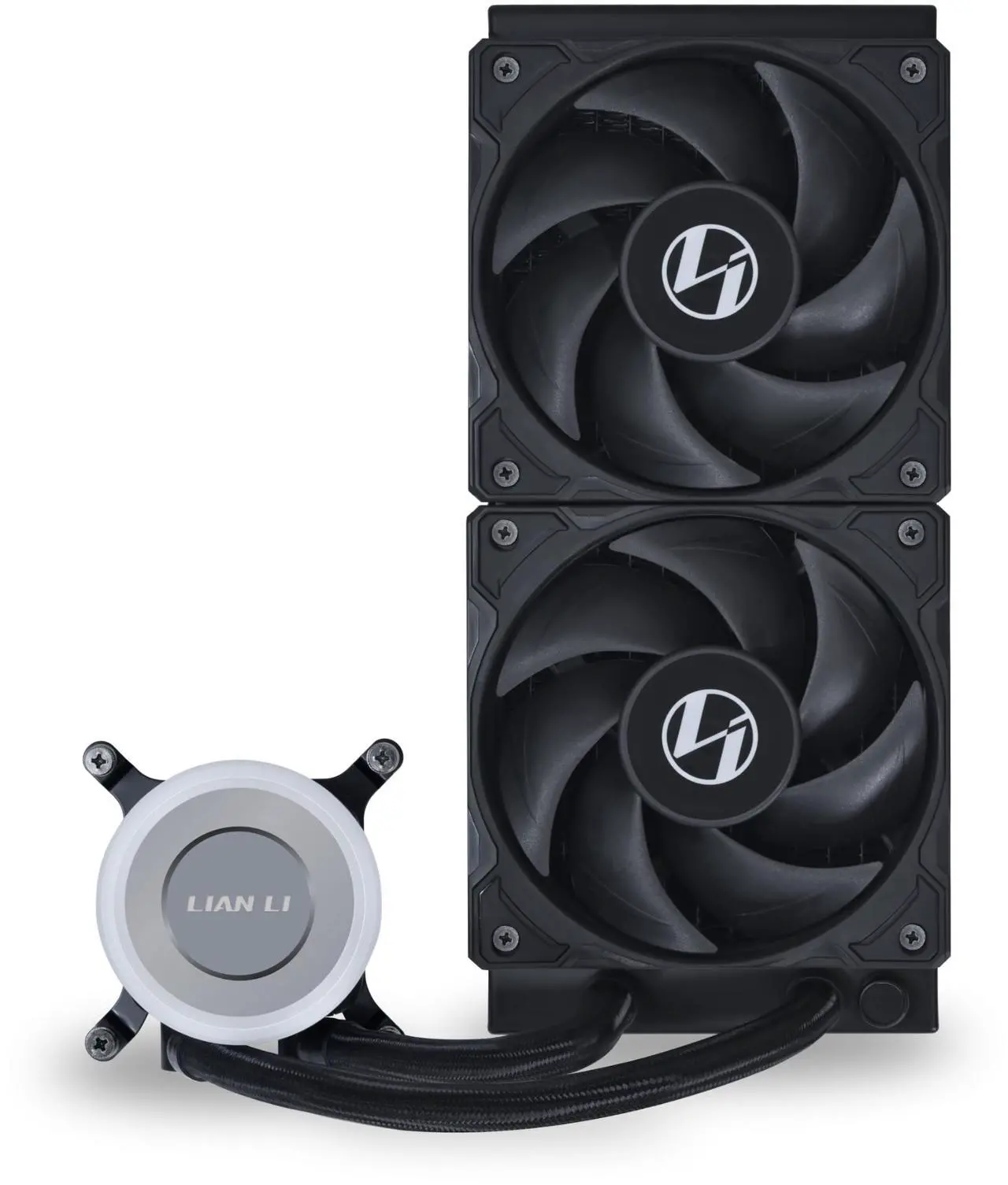 Alt view image 4 of 7 - Lian Li Galahad II Lite Liquid Cooler 240mm Performance PBT FansCustomizable Pump ARGB Blockhead & Switchable Lid  28mm PBT Fan, ARGB Side Light Strips for LGA 1700/AM5/AM4 (GA2L24PB)