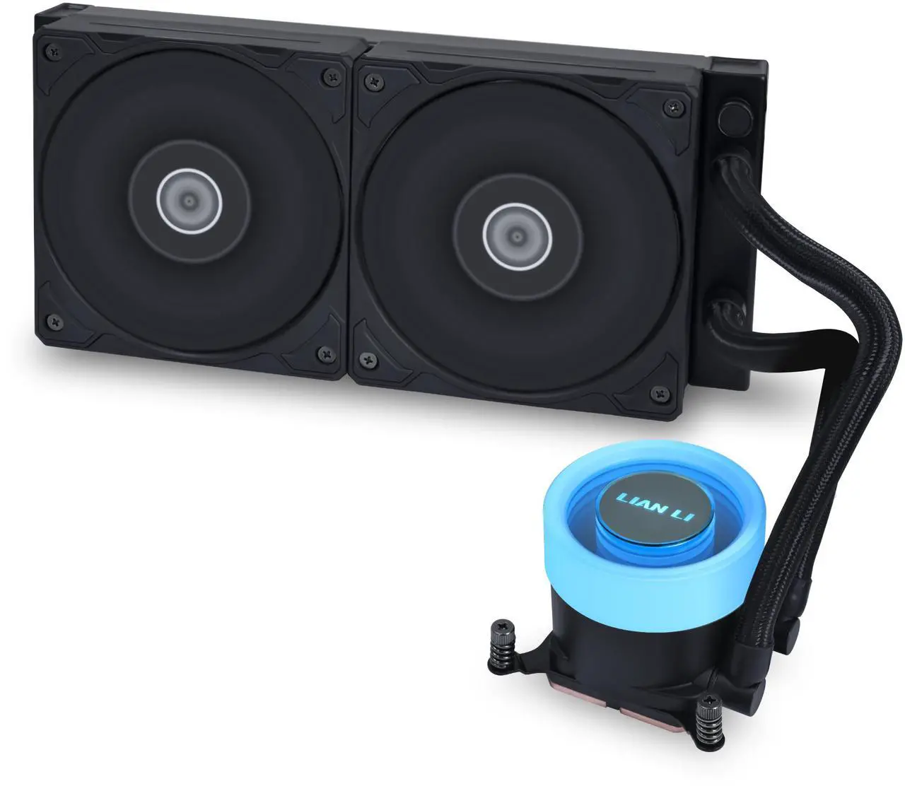 Alt view image 5 of 7 - Lian Li Galahad II Lite Liquid Cooler 240mm Performance PBT FansCustomizable Pump ARGB Blockhead & Switchable Lid  28mm PBT Fan, ARGB Side Light Strips for LGA 1700/AM5/AM4 (GA2L24PB)