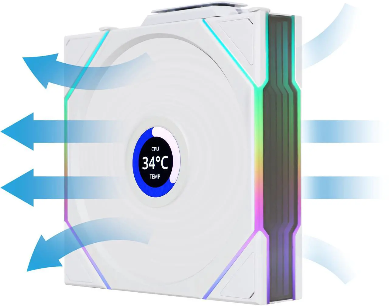 Alt view image 5 of 7 - Lian Li UNI Fan REVERSE BLADE TL LCD 120 Wireless - Seamless Wireless Control Fan w/LCD Screen - LCP Fan Blade - Daisy-Chained Style - Triple Pack with Controller - White (12RTLLCD1W3W)