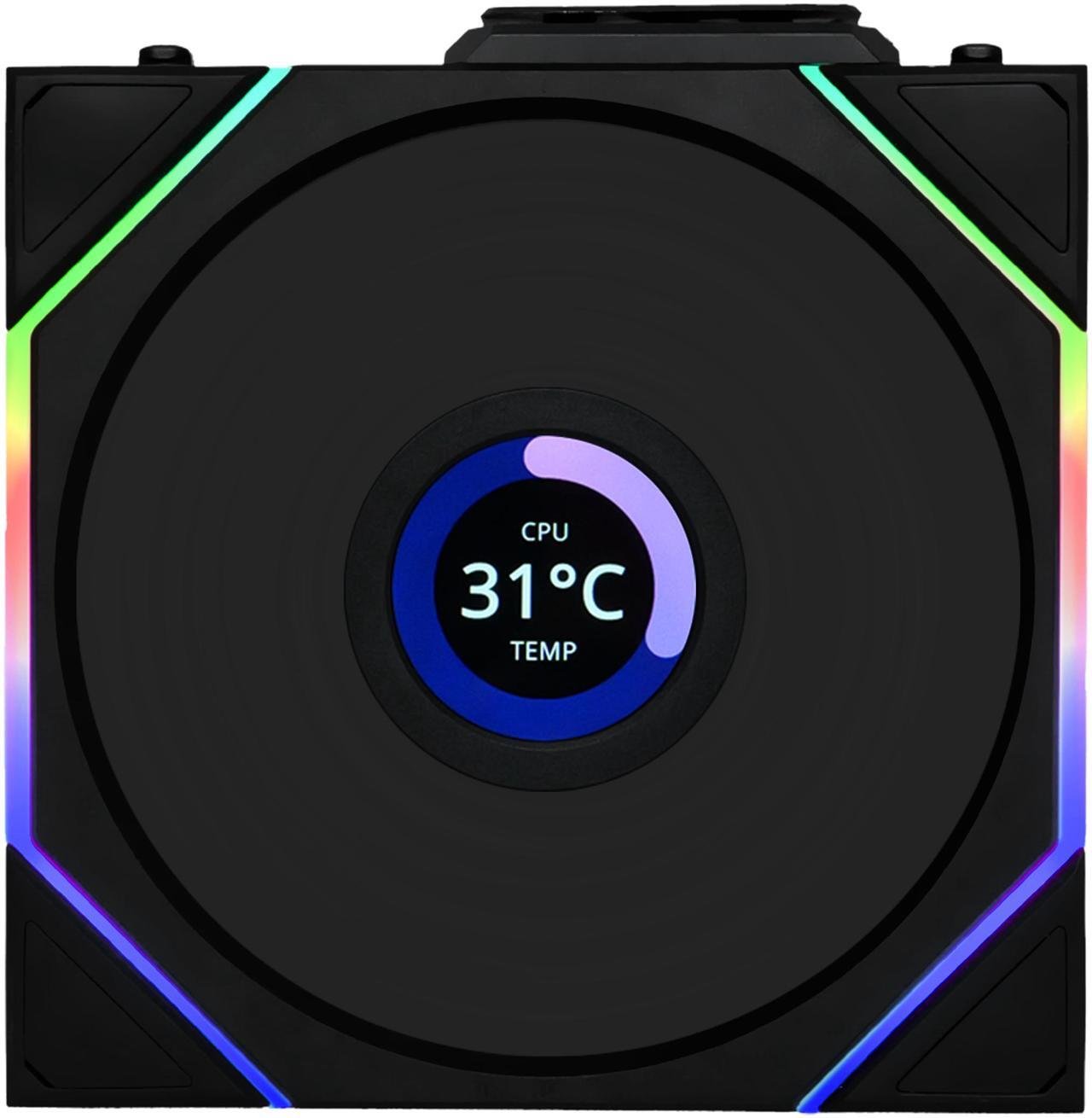 Alt view image 3 of 7 - Lian Li UNI Fan TL LCD 120 Wireless - Single Pack - Controller Not Included - 2.4 GHz Wireless Control  - Infinity Mirror Design - LCD Display - Controller requesd for use. - Black (12TLLCD1W1B)