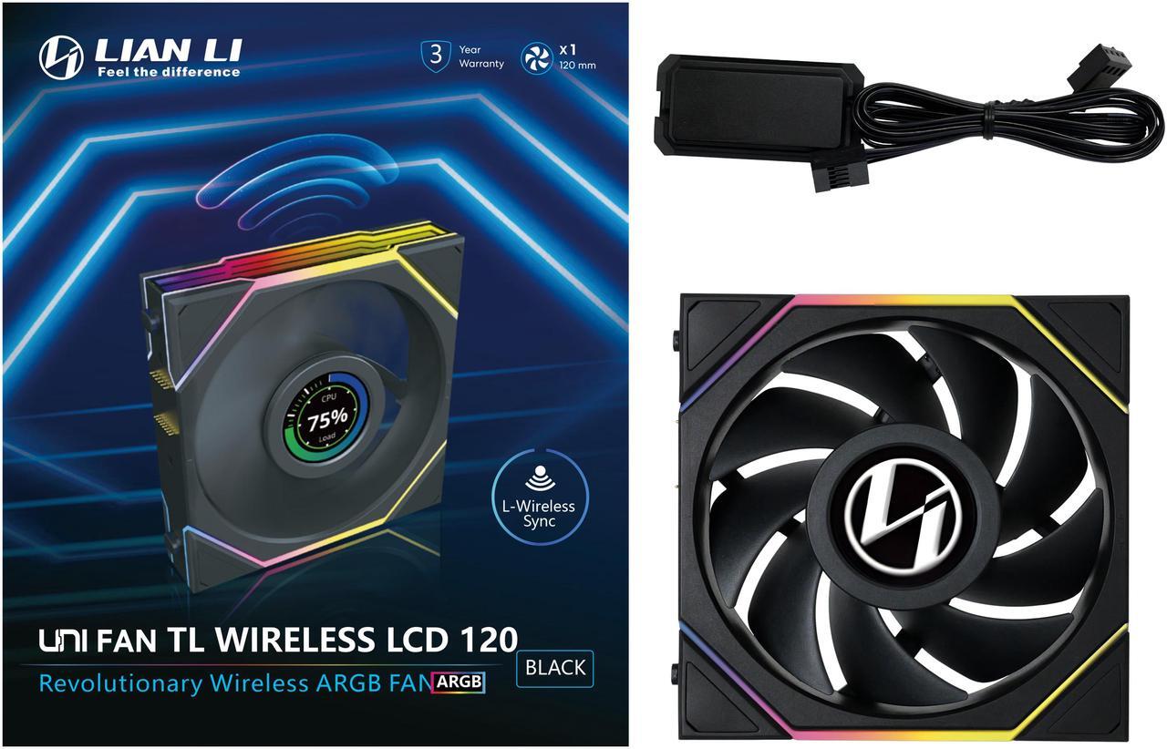 Alt view image 6 of 7 - Lian Li UNI Fan TL LCD 120 Wireless - Single Pack - Controller Not Included - 2.4 GHz Wireless Control  - Infinity Mirror Design - LCD Display - Controller requesd for use. - Black (12TLLCD1W1B)
