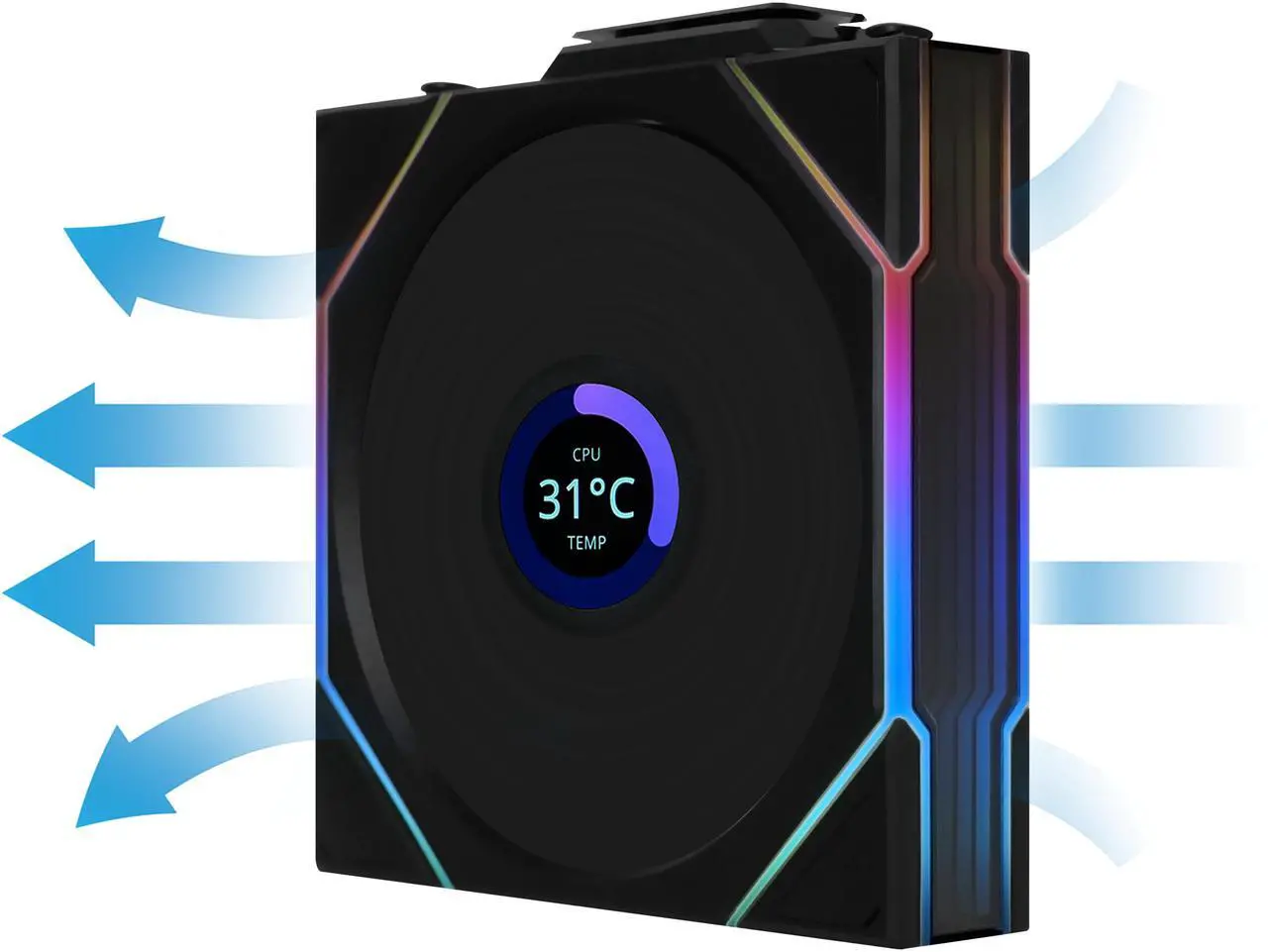 Alt view image 4 of 7 - Lian Li UNI Fan TL LCD 120 Wireless - Triple Pack (Reverse Blade ) - 2.4 GHz Wireless Controller Included - Infinity Mirror Design - LCD Display - Controller required. - Black 12RTLLCD1W3B)
